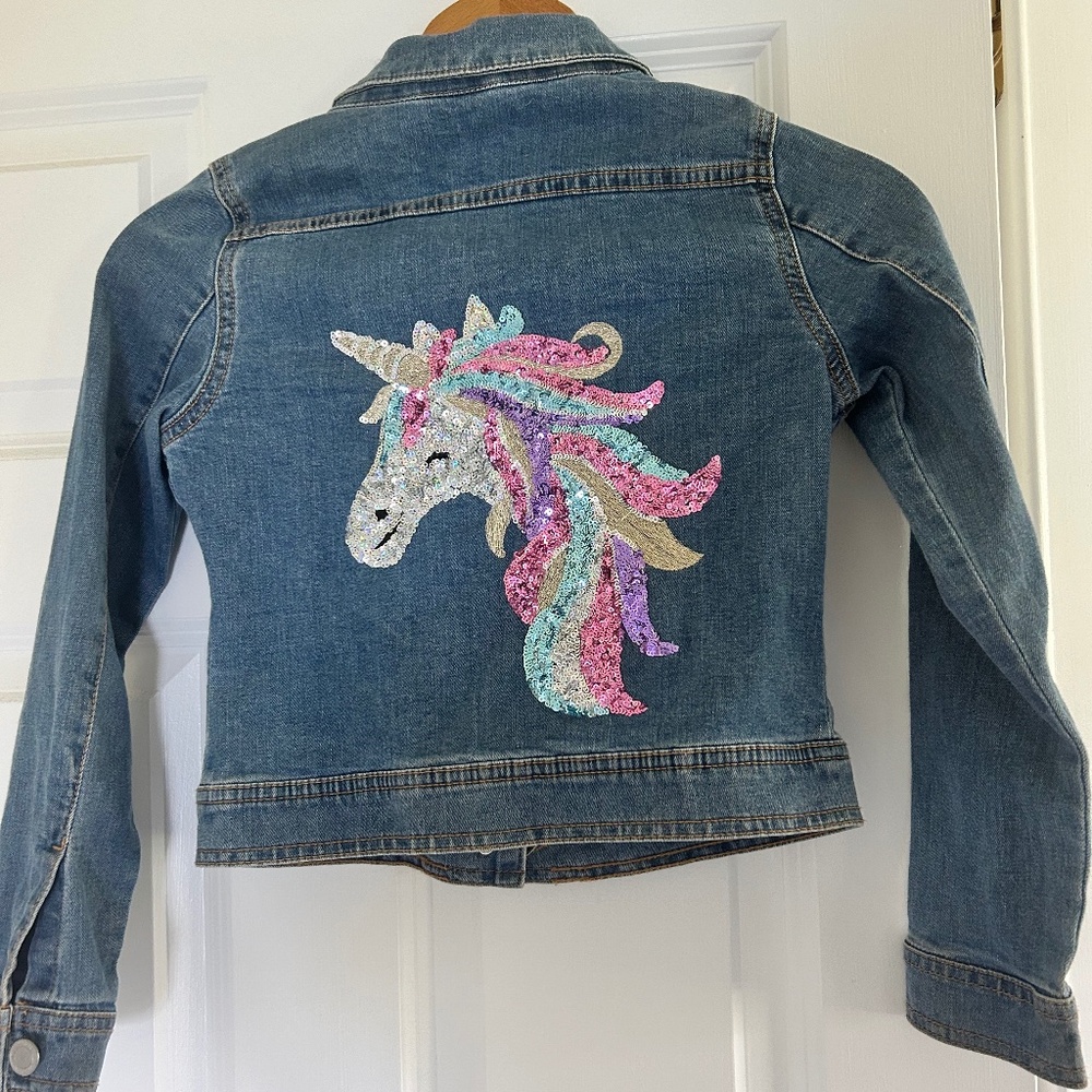 Monsoon Unicorn Sequin Motif Denim Jacket